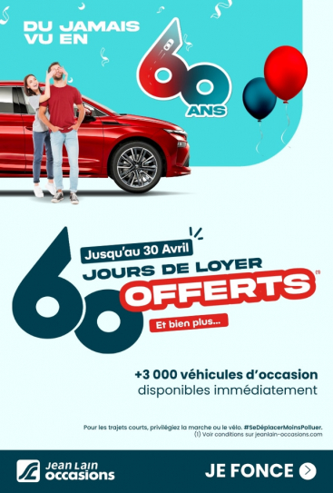 Jean Lain fête ses 60 ans ! Jusqu'à 2 100€ d'avantages sur votre prochaine voiture !