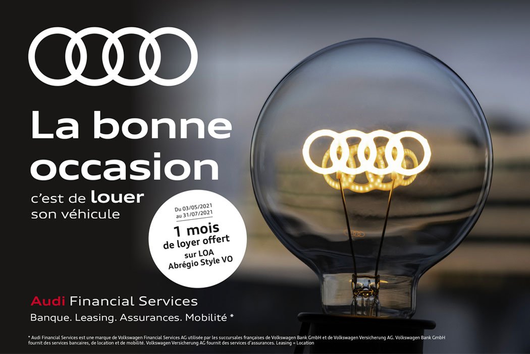 Actualité Jean Lain Occasions labélisée «1 mois de Loyer Offert avec Audi Occasion :Plus» du 5 mai 2021